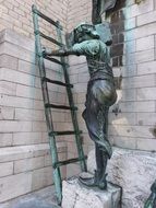 Pieter Appelmans monument, fragment, figure with ladder, belgium, Antwerpen