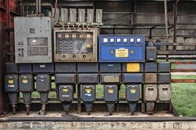 power boxes at an industrial plant close up