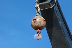 construction equipment with a hook closeup