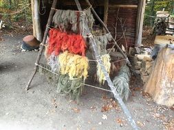 Stand with colorful wool