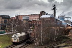 Landscape of railway tracks on a factory