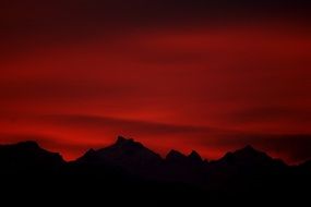 red sky in mountains