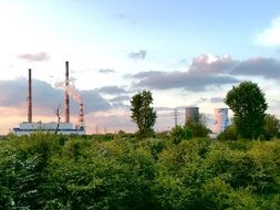 chimneys at a factory in krakow