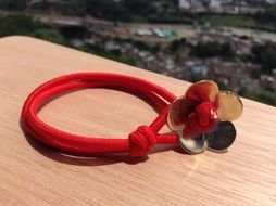 red handmade scrunchy