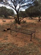 iron bed stands on the field