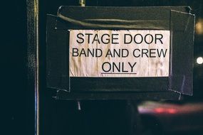 sign stage door band and crew only