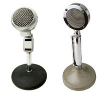 isolated vintage microphones