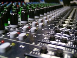 large mixer in a sound studio close-up
