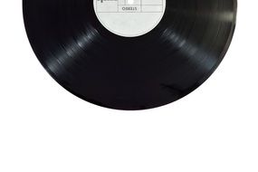 part of a vinyl record on a white background