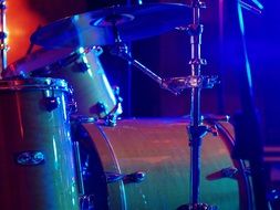 drum set in blue light