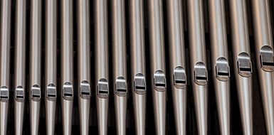 pipes of a church organ close-up