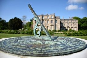 aged Sundial at Normanby Hall, uk, england