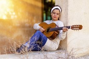 girl with spanish guitar