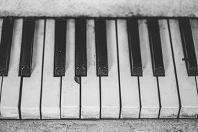 top view on the keys of a vintage piano