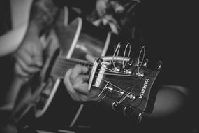 Black and white photo of the guitar musician