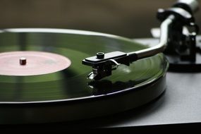 vinyl record on a turntable close up