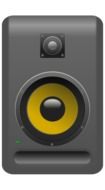 painted speaker with yellow loudspeaker