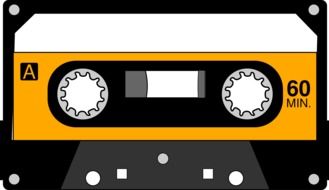 painted yellow retro audio cassette