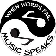 drawn yin yang sign with musical notes