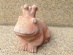 Frog Prince, crowned clay figure