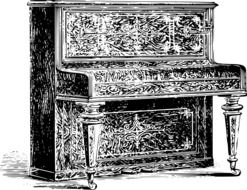 Black and white drawing of the piano clipart