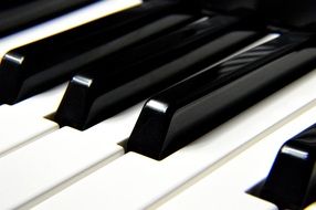 black and white piano keys close up