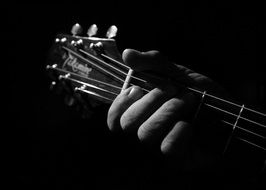 Black And White photo of classic guitar