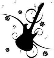 floral silhouette of a guitar
