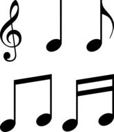 black musical notes on a white background