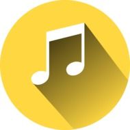 Icon of music with long shadow