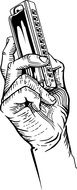 Mouth Harmonica in hand drawing