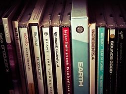 music cd discs on a shelf