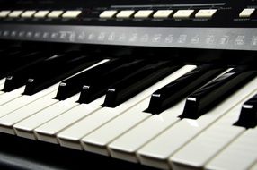 black and white Piano Keys, perspective