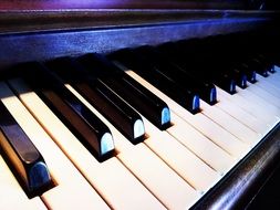 perspective of vintage Piano Keyboard