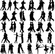 Silhouettes of the dancing people clipart