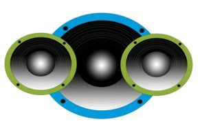 graphic image of color music speakers