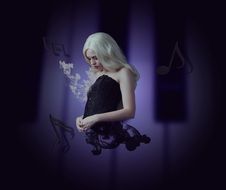 Music Notes and blond girl