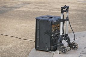 black studio Amplifier on trolley