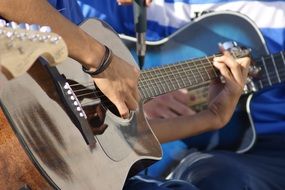 Playing on a Guitar