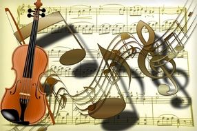 violin and music notes