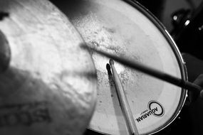 sticks on Drums, black and white