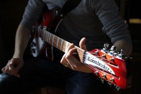 musician with guitar close up