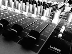 equipment in a music studio close-up