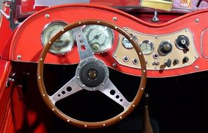 red retro car interior