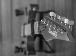 black and white picture of a guitar