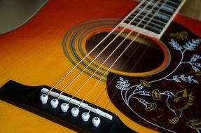 Photo of painted acoustic guitar with 6 string