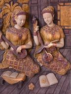 Women Playing Musical instruments, traditional thai art