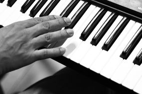 human hand and piano keyboard