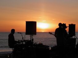 musical Band plays at Sunset Sea