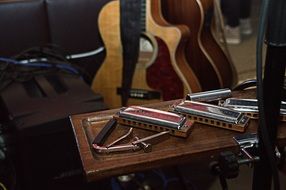 Harmonicas, wind instruments